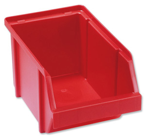 Raaco 4-280 Storage Bin Polypropylene Stackable W125xD228xH101mm Red Ref 128636 [Pack 12]