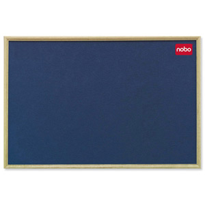Nobo Classic Office Noticeboard with Fixings and Natural Oak Finish W900xH600mm Blue Ref 30135004