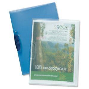 SSeco Clip File Heavy-duty Polypropylene Oxo-biodegradable for 25 Sheets A4 Blue Ref 8342-BU [Pack 5]