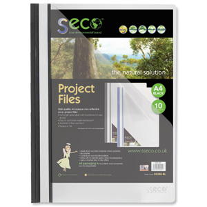 SSeco Project File Polypropylene Oxo-biodegradable Flat Bar Opaque Front A4 Black Ref KS320-BK [Pack 10]