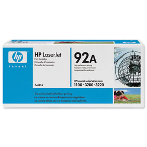 Hewlett Packard [HP] No. 92A Laser Toner Cartridge Page Life 2500pp Black Ref C4092A Ident: 815O