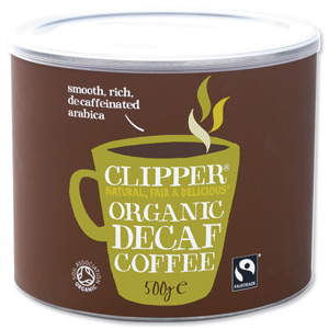 Clipper Fairtrade Instant Decaffeinated Coffee Organic Granules Freeze Dried Tin 500g Ref A06746
