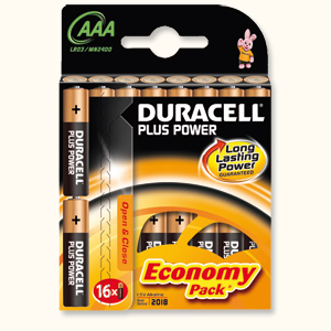 Duracell Plus Power Battery Alkaline 1.5V AAA Ref 81275276 [Pack 16]