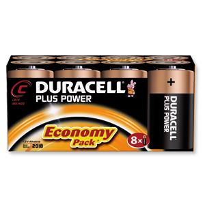 Duracell Plus Power Battery Alkaline 1.5V C Ref 812785437 [Pack 8]