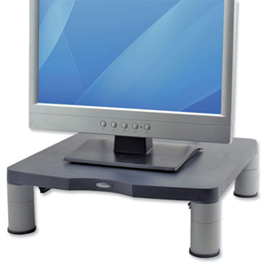 Fellowes Standard Monitor Riser 17in CRT 21in TFT Capacity 27kg 3 Heights 51-102mm Graphite Ref 9169301