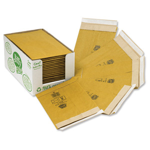 Jiffy Green Padded Bags with Kraft Outer and Recycled Paper Cushioning No.1 165x280mm Ref 01900 [Pack 25]