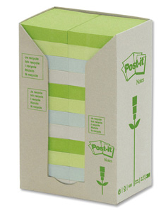 Post-it Note Recycled Tower Pack 38x51mm Pastel Rainbow Ref 653-1RPT [Pack 24]