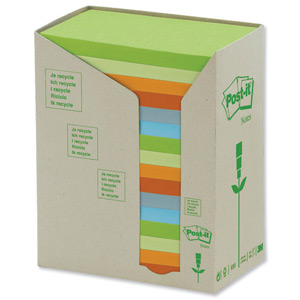 Post-it Notes Pad Recycled Tower Pack 76x127mm Pastel Rainbow Ref 655-1RPT [Pack 16]
