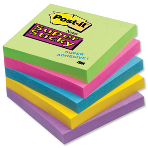 Post-it Super Sticky Removable Notes Pad 90 Sheets 76x76mm Ultra Assorted Ref 654-12SSUC [Pack 12]