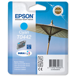 Epson T0442 Inkjet Cartridge DURABrite Parasol Page Life 400pp Cyan Ref C13T04424010 Ident: 803H