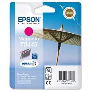 Epson T0443 Inkjet Cartridge DURABrite Parasol Page Life 400pp Magenta Ref C13T04434010 Ident: 803H