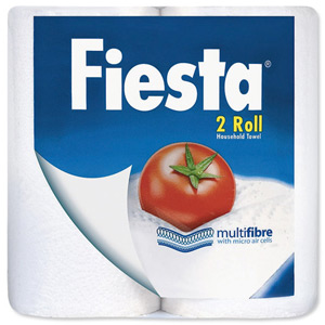 Fiesta Kitchen Towels Quilted 2-ply 229x239mm Sheets 55 per Roll Ref M01215 [Pack 2]