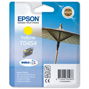 Epson T0454 Inkjet Cartridge DURABrite Parasol Page Life 250pp Yellow Ref C13T04544010