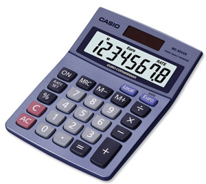 Casio Calculator Euro Desktop Battery Solar-power 8 Digit 3 Key Memory 103x137x31mm Ref MS80TV