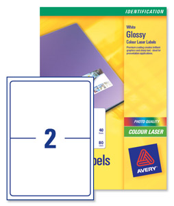 Avery Addressing Labels Colour Laser 2 per Sheet 199.6x143.5mm Ref L7768-40 [80 Labels]