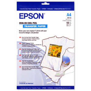 Epson Iron-On Transfer Media 124gsm Max.360dpi A4 Ref S041154 [10 Sheets]