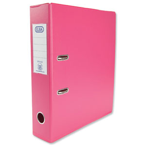 Elba Lever Arch File PVC 70mm Spine A4 Pink Ref 100082461 [Pack 10]