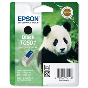 Epson T0501 Inkjet Cartridge Panda Page Life 540pp Black Ref C13T05014010 Ident: 803K