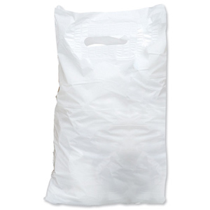 Carrier Bags Polythene Patch Handle 30 microns White [Pack 500]