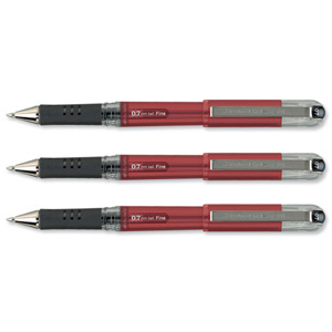 Pentel Hybrid Gel DX Rollerball Pen Rubber Grip Fine 0.7mm Tip 0.35mm Line Red Ref K227-B [Pack 12]