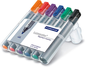 Staedtler Lumocolor Flipchart Markers Water-based Dry-safe Bullet Tip 2mm Assorted Ref 356 WP6 [Pack 6]