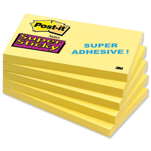Post-it Super Sticky Removable Notes 76x127mm Yellow Ref 655S [Pack 12]