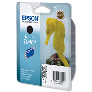 Epson T0481 Inkjet Cartridge Seahorse Page Life 550pp Black Ref C13T04814010
