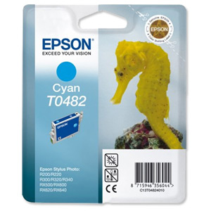Epson T0482 Inkjet Cartridge Seahorse Page Life 400pp Cyan Ref C13T04824010 Ident: 803I