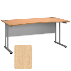 Tercel Eyas Cantilever Double Wave Desk W1600xD1000-800xH720mm Maple