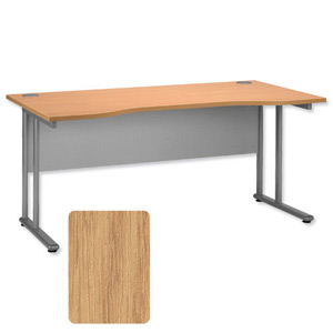 Tercel Eyas Cantilever Double Wave Desk W1600xD1000-800xH720mm Oak