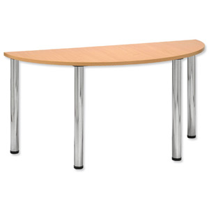 Trexus Conference Table Semicircular Silver Round Legs W1500xD750xH735mm Beech