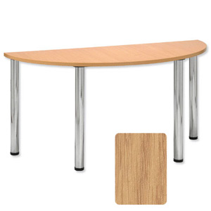 Trexus Conference Table Semicircular Silver Round Legs W1500xD750xH735mm Oak