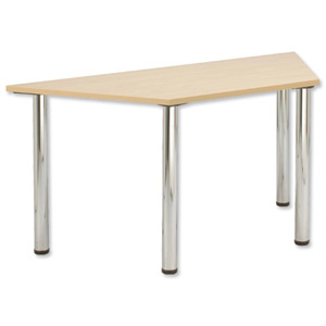 Trexus Conference Table Trapezoidal Silver Round Legs W1500xD750xH735mm Maple