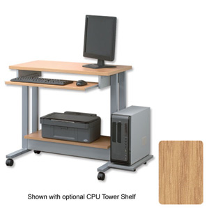 Trexus Workstation Mobile with Keyboard and Printer Shelves W850xD450xH770mm Oak