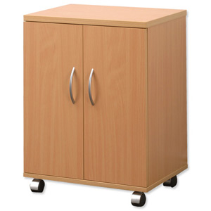 Trexus Mobile Office Storage Cupboard Twin Door with Adjustable Shelf W530xD400xH720mm Beech