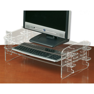 Monitor and Keyboard Stand Variable Height Capacity 12kg Acrylic Clear