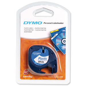 Dymo LetraTag Tape Plastic 12mmx4m Pearl White Ref 91201 S0721610