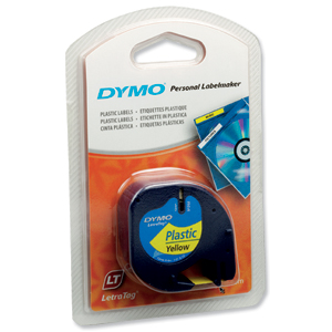 Dymo LetraTag Tape Plastic 12mmx4m Hyper Yellow Ref 91202 S0721620