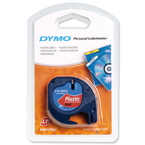 Dymo LetraTag Tape Plastic 12mmx4m Cosmic Red Ref 91203 S0721630