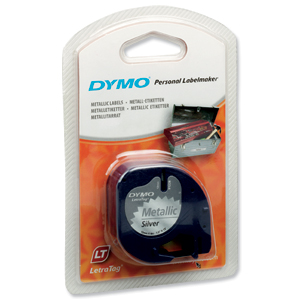 Dymo LetraTag Tape Metallic 12mmx4m Metallic Silver Ref 91208 S0721730