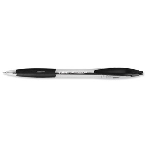 Bic Atlantis Ball Pen Retractable Cushioned Grip 1.0mm Tip 0.4mm Line Black Ref 887132 [Pack 12]