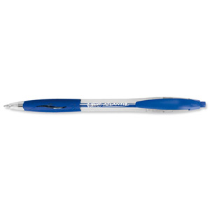 Bic Atlantis Ball Pen Retractable Cushioned Grip 1.0mm Tip 0.4mm Line Blue Ref 887131 [Pack 12]
