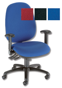 Trexus Wellington Operator Chair 24-7 Adjustable Arms Back H600mm W500xD490xH460-580mm Blue
