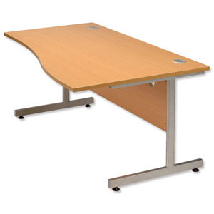 Influx Wave Desk Right-hand W1600xD1000xH720mm Beech