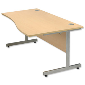 Influx Wave Desk Right-hand W1600xD1000xH720mm Maple