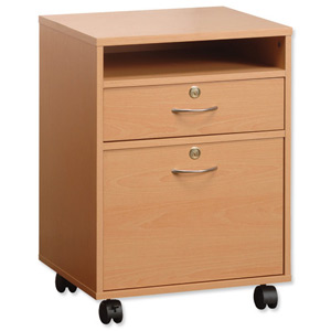 Influx Basic Filing Pedestal 2 Drawer Mobile W480xD390xH660mm Beech