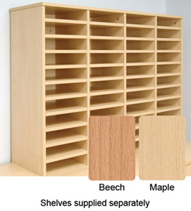 Tercel Post Room Sorter Hutch Add-on Double Height 4 Bay Can Fit 44 Shelves W1280xD360xH1145mm Maple