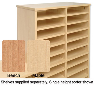 Tercel Post Room Sorter Hutch Add-on Double Height 2 Bay Can Fit 22 Shelves W640xD360xH1145mm Maple