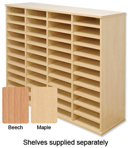 Tercel Post Room Sorter Hutch Multi-use Double Height 4 Bay Can Fit 44 Shelves W1280xD360xH1163mm Maple