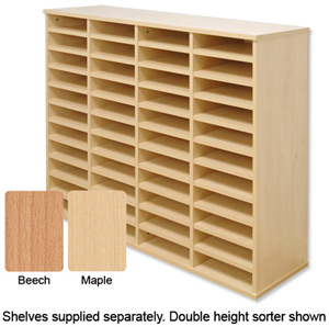 Tercel Post Room Sorter Hutch Multi-use Single Height 4 Bay Can Fit 24 Shelves W1280xD360xH638mm Maple